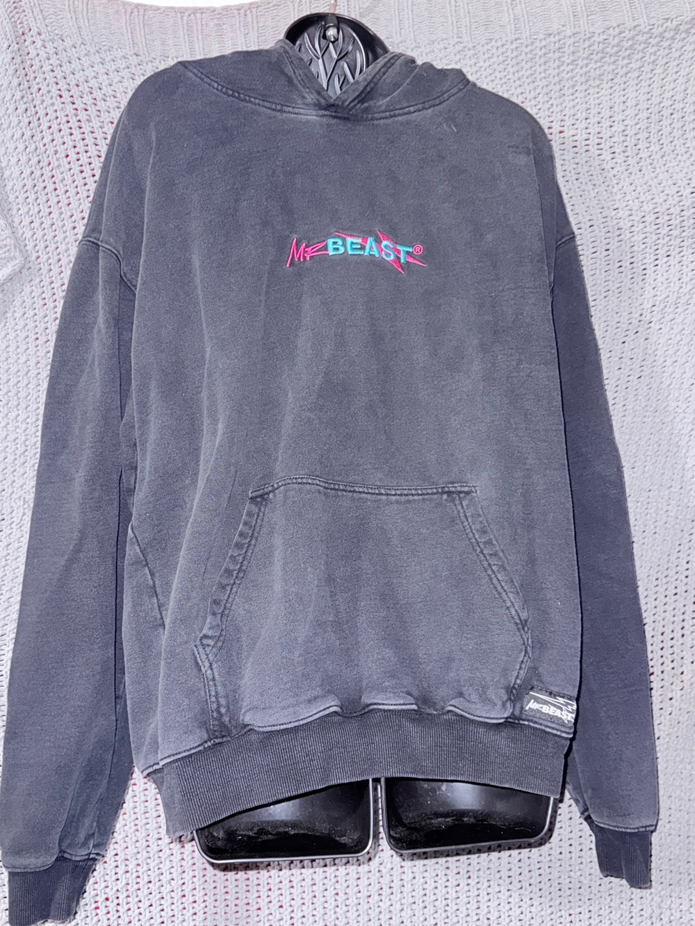 MrBeast Black Pullover Hoodie with Neon Logo